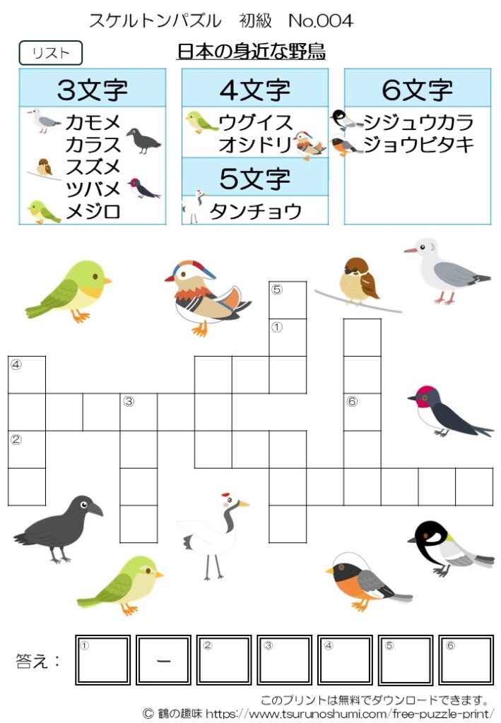 スケルトンパズル 初級 No.004 無料プリント
